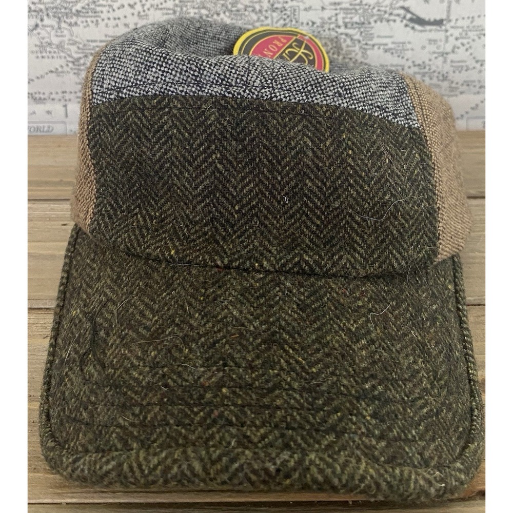 VTG NWT Scala Pronto Herringbon Green Wool Blend Baseball Cap Unisex Comfy